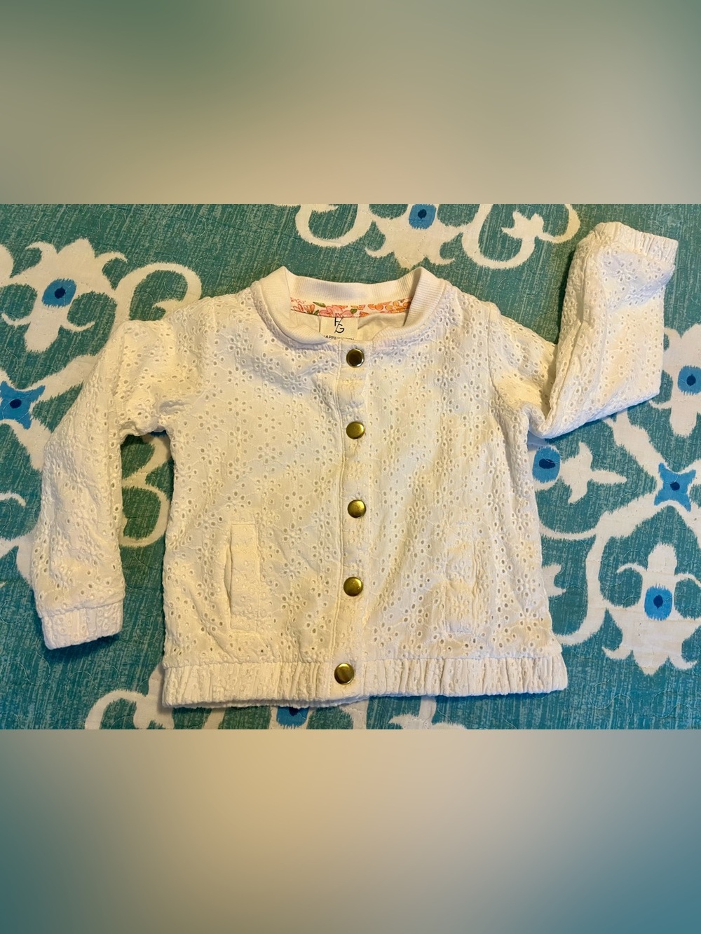 Happily Grey White Eyelet Button-Front Jacket